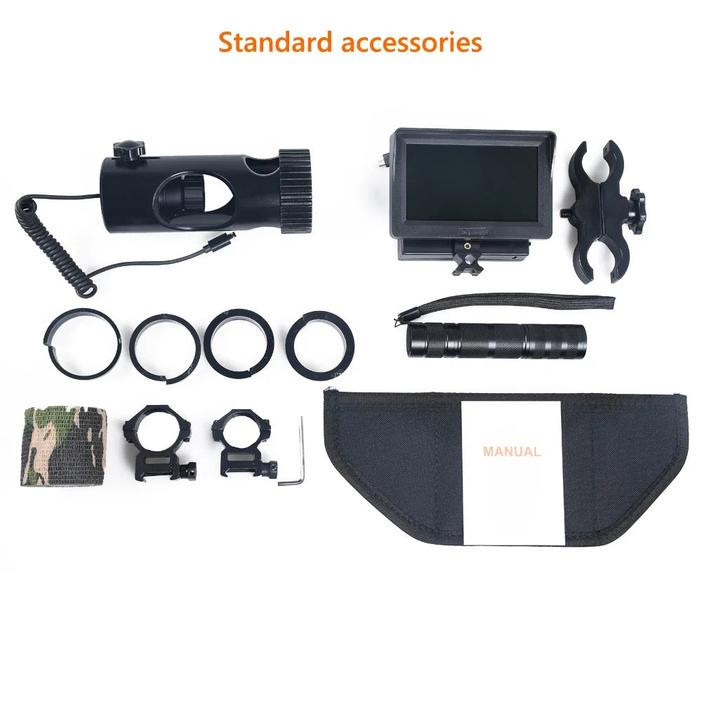Digital Night Vision Riflescope 850nm Infrared Scope Camera HD 720P Video/Photo Recording with 4.3 inch Screen for Night Hunting